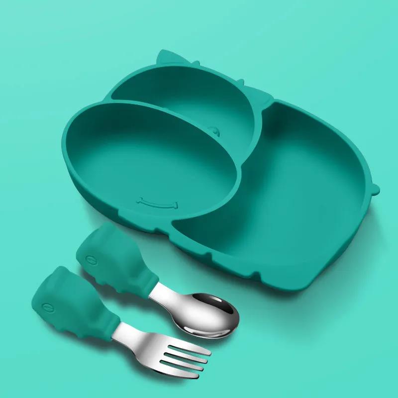 Silicone Baby Plate Food Grade Children's Feeding Bowl Dining Plate Cartoon Dishes Suction Toddle Training Tableware Kid NO BPA