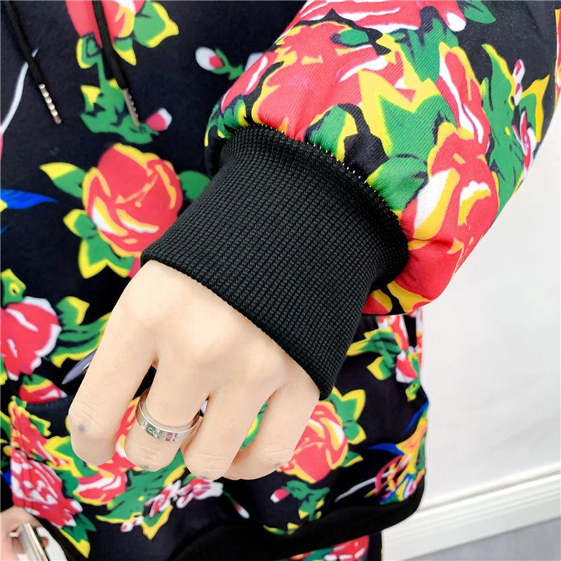 2pcs/set  Women Sweatshirt Set Loose Printed Hoodies Harem Pants Two-piece Set Laies Outfits