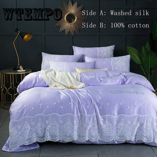 Fashion Lace Bed Skirt All Seasons Bedroom Home Bedding Setfour-piece Suit