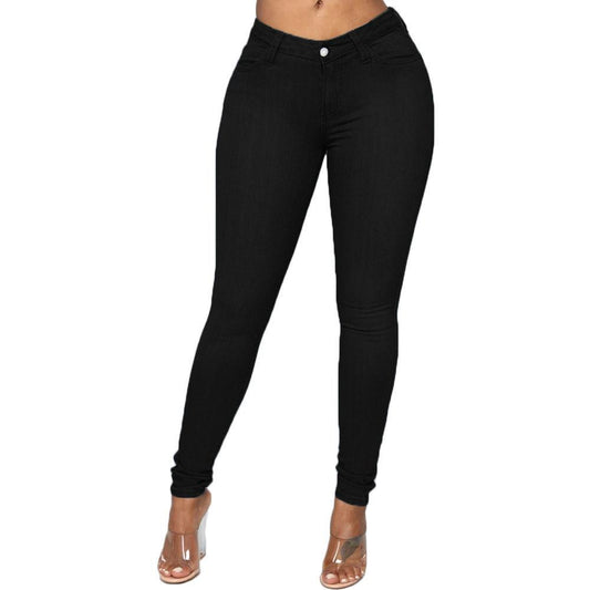 Jeans women's plus size peach buttocks stretch thin pants