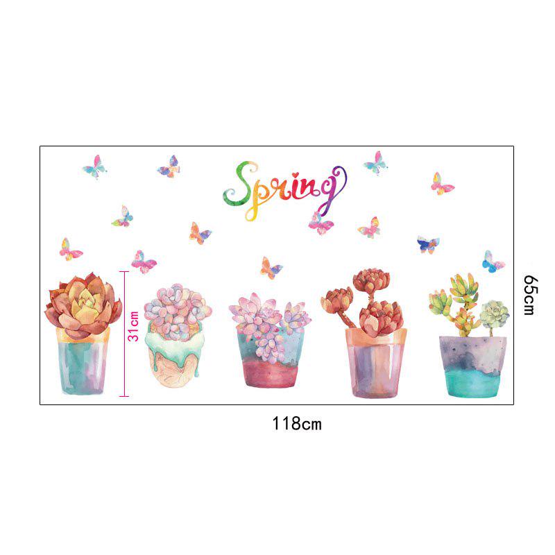 [Wall stickers] More meat potted plant wall stickers flowers living room bedroom balcony window home