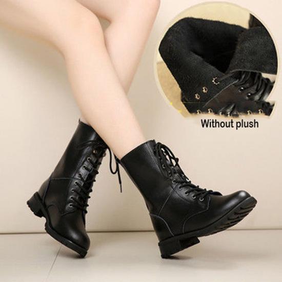 Retro Combat Boot Ankle Boots Autumn Winter Martin Boots Women Boots Lace-Up Women Shoes Size 35-42