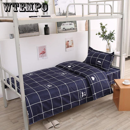 3pcs Geometric Pattern  Bedding Set Student Dormitory Bed Cover Sheet Pillowcase Home Textile Bed Linens High Quality Plaid Stripe Pattern Bedclothes