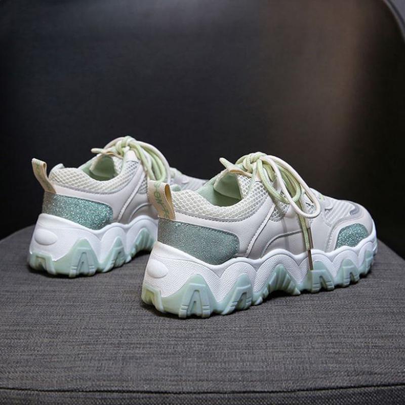 Sports Shoes Women Spring All-match Thick-soled Breathable Casual Shoes Mesh Sports Shoes Comfortable and Light