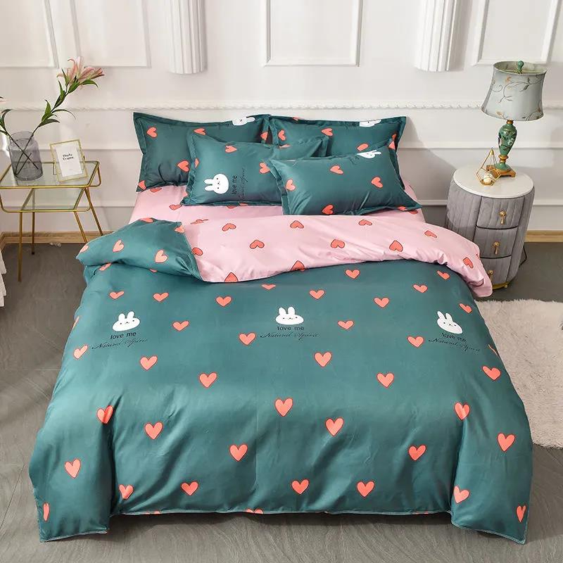 Thickened Pure Cotton Sanding Four-piece Cotton Bed Sheet Quilt Cover Machine Washable Bed Student Dormitory Supplies Set