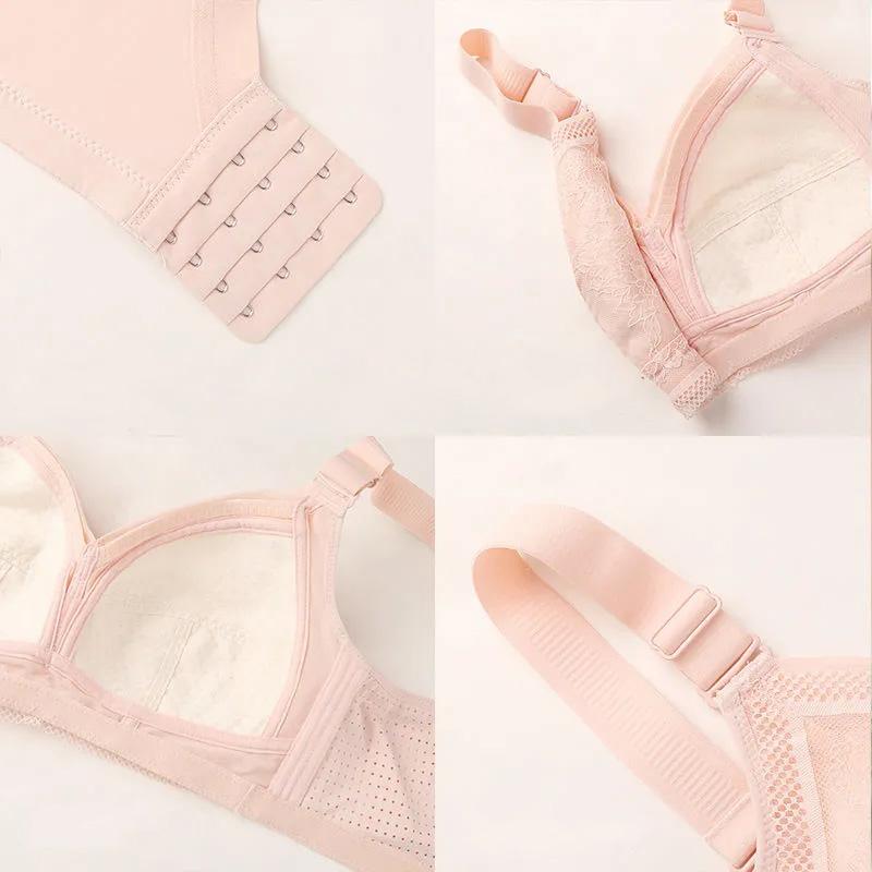 Women's Sexy Lace Large Size Underwear for Big Breasts Comfortable Adjustable Ultrathin Bra Female Full Cup Underwear Gather No Steel Ring Brassiere