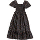 Female Little Fresh Floral Chiffon Dress Retro Elegant Square Neck High Waist Short Sleeve Ruffle Dress