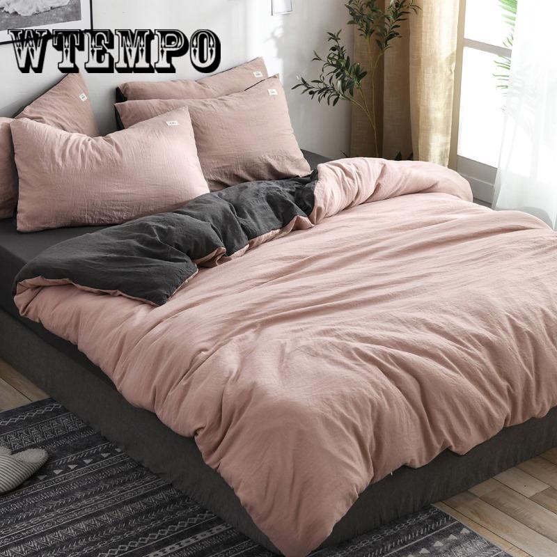 Bedding Set Classic Pure Color Bed Linen Comfortable Cotton Duvet Cover&pillowcase