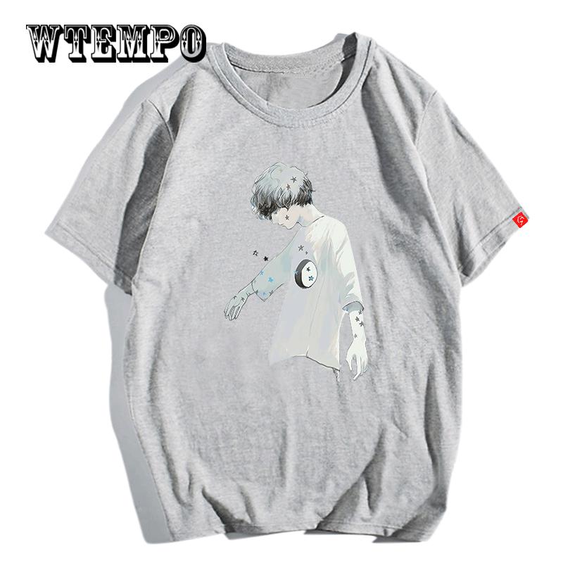 WTEMPO   T Shirt Summer Fashion Loose Tshirts  Print Tshirt Men O-neck T-shirt Man