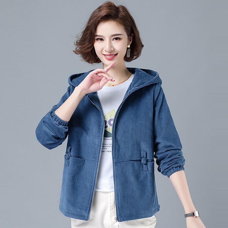 Women's Corduroy Jacket Spring and Autumn 2021 Loose Large Size Short Jacket Jacket Casual Sweater Women