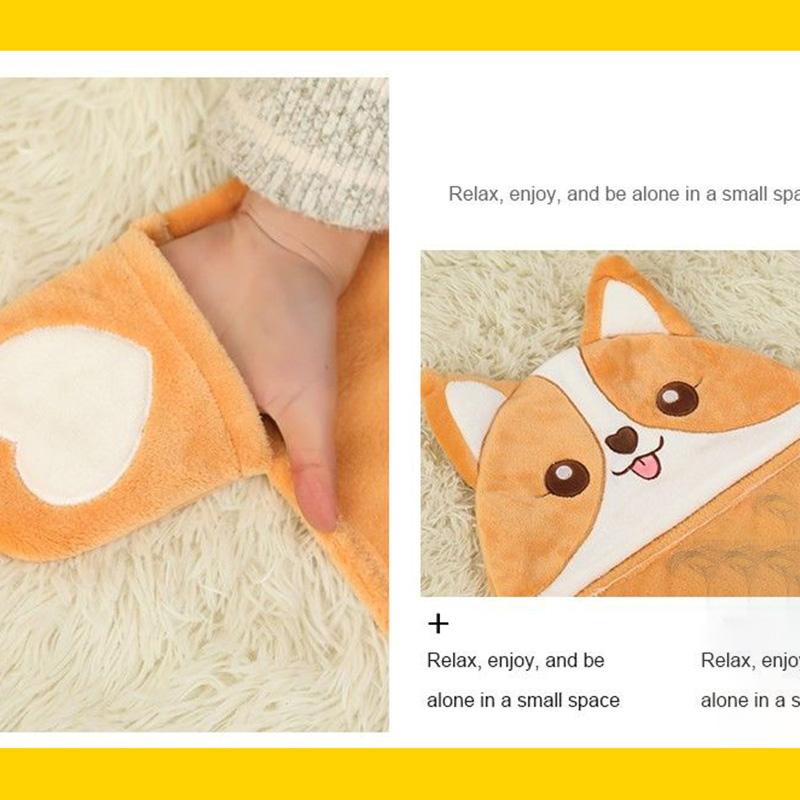 Cartoon Lazy Nap Blanket Shawl Cloak Cloak Office Air Conditioning Blanket Coral Fleece Cover Leg Blanket Soft and Warm Double-sided Plus Fleece