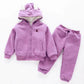 Boys and Girls Winter Plus Velvet Thick Sweater Cotton-padded Clothes Suit Children's Two-piece Printed Hooded Warm Cotton Clothing
