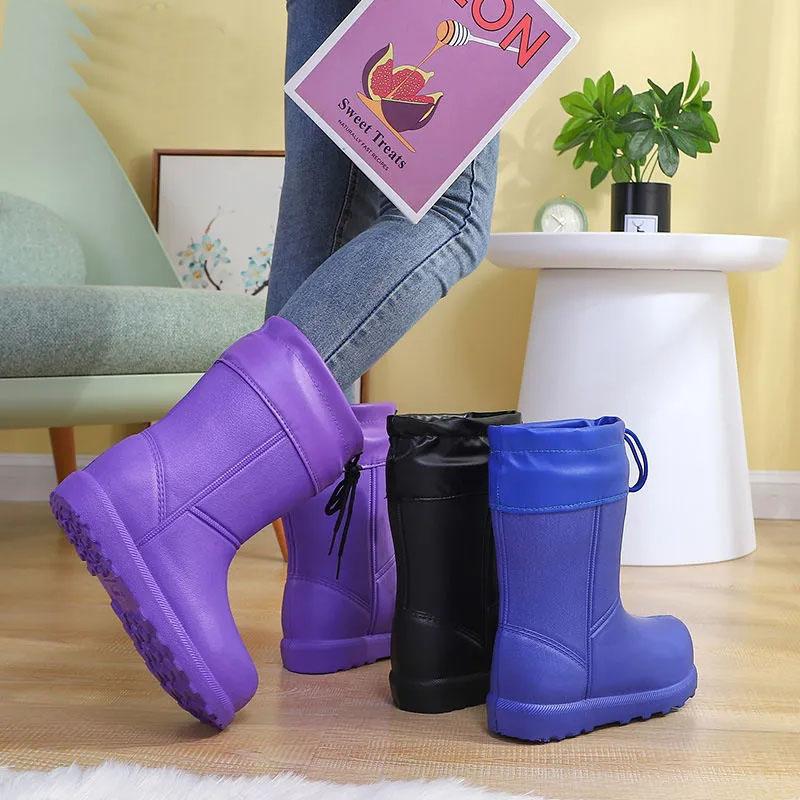 Winter Warm Outdoor Waterproof Snow Boots Women's Boots Non-slip Flat-bottomed Tube Thickened Plus Velvet Cotton Shoes Cotton Boots
