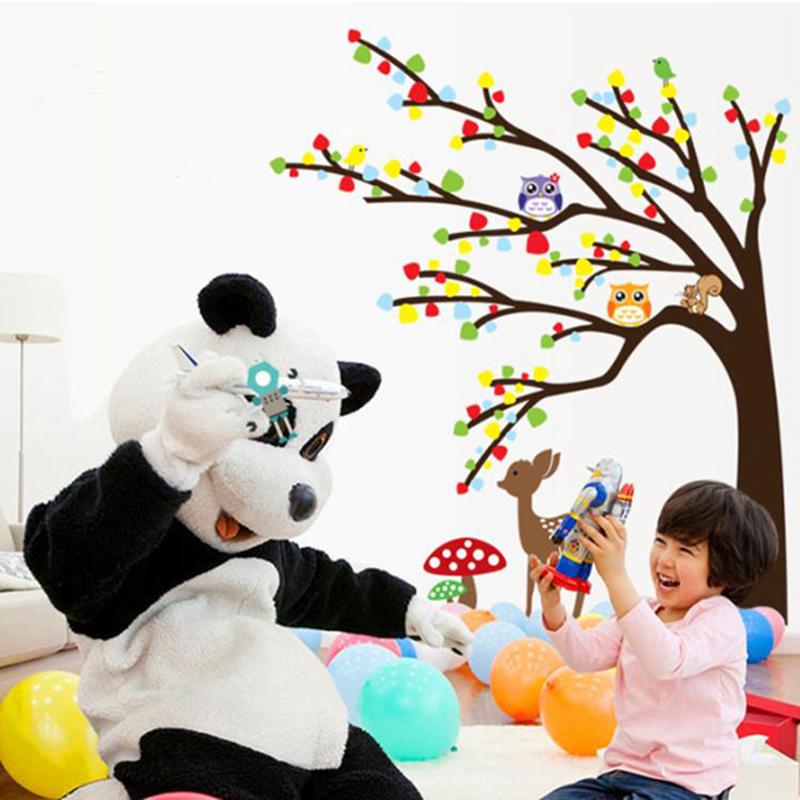 Removable Wall Stickers Owl Sika Deer Kindergarten Cartoon New Decorative Stickers