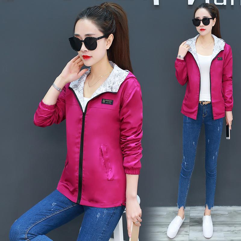 Women Spring Autumn Coat Female New Loose Wild Long-sleeved Hooded Student Windbreaker Jacket