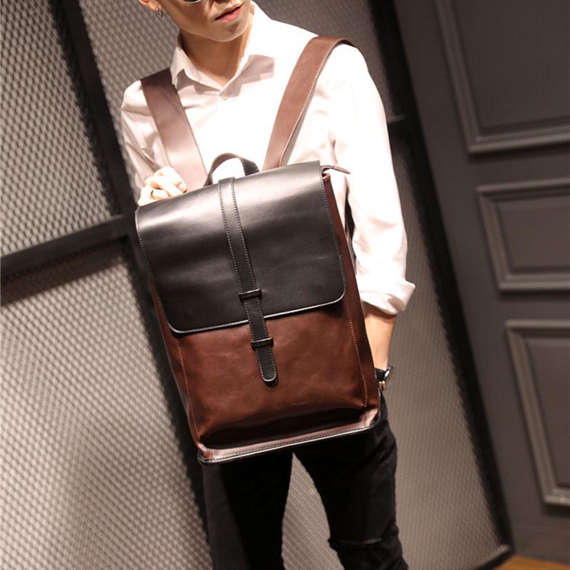 Genuine leather backpack retro leather college bags Travel anti theft computer Backpack for Men