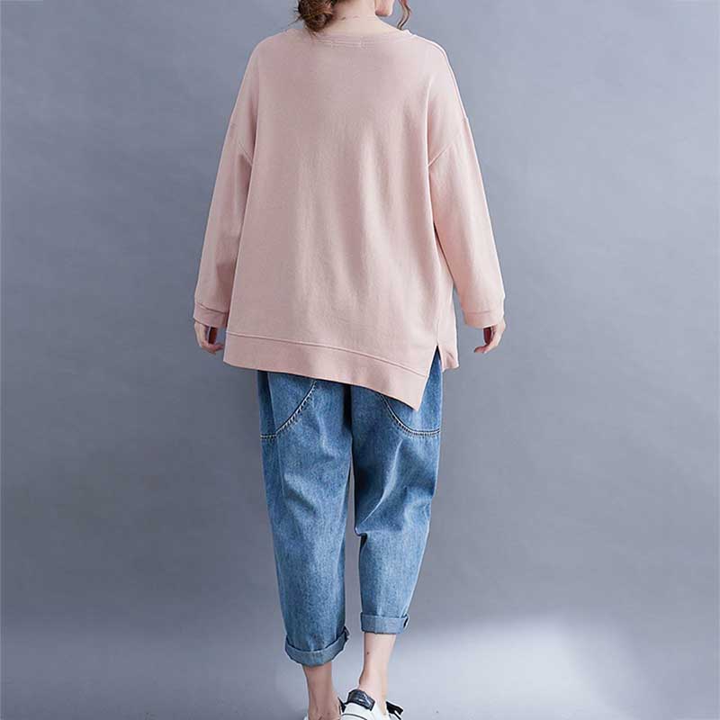 Spring and Autumn Models Plus Fertilizer Plus Size Long-sleeved Sweater Women's Loose T-shirt Sweatshirts