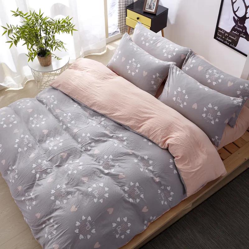 Simple Washed Cotton Four-piece Set Single Double Dormitory Bed Sheet Quilt Cover Bedding 1.8m