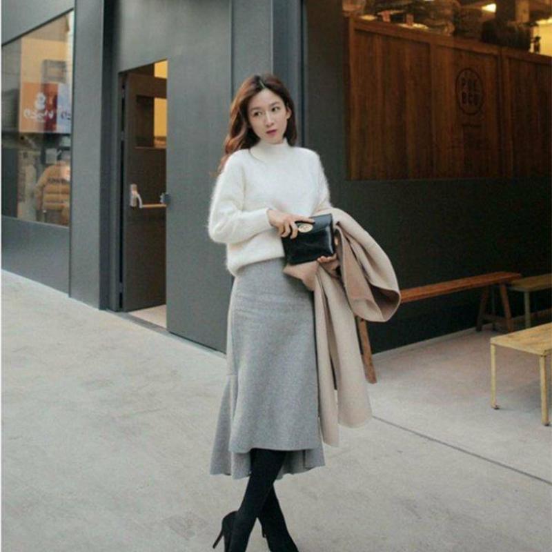 Pofulove ladies hooded thick mink velvet knitted bottoms non-shedding half turtleneck sweater