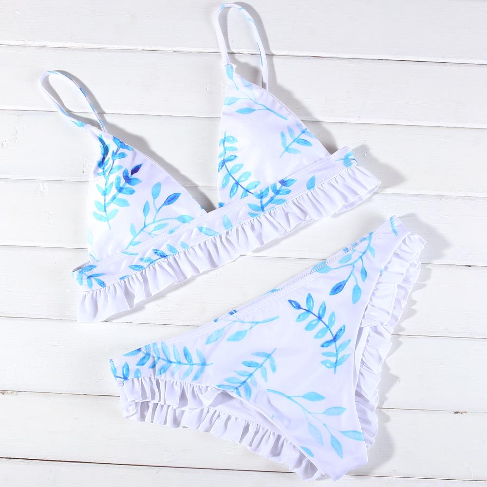 WTEMPO Brand Sexy Print Skirt Bikini Swimsuit Split Chest Pad