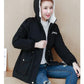 Autumn Winter Women Hooded Parka Jacket Short Thickened  Casual Loose Drawstring Windbreaker Jacket Plus Velvet Parka Coat