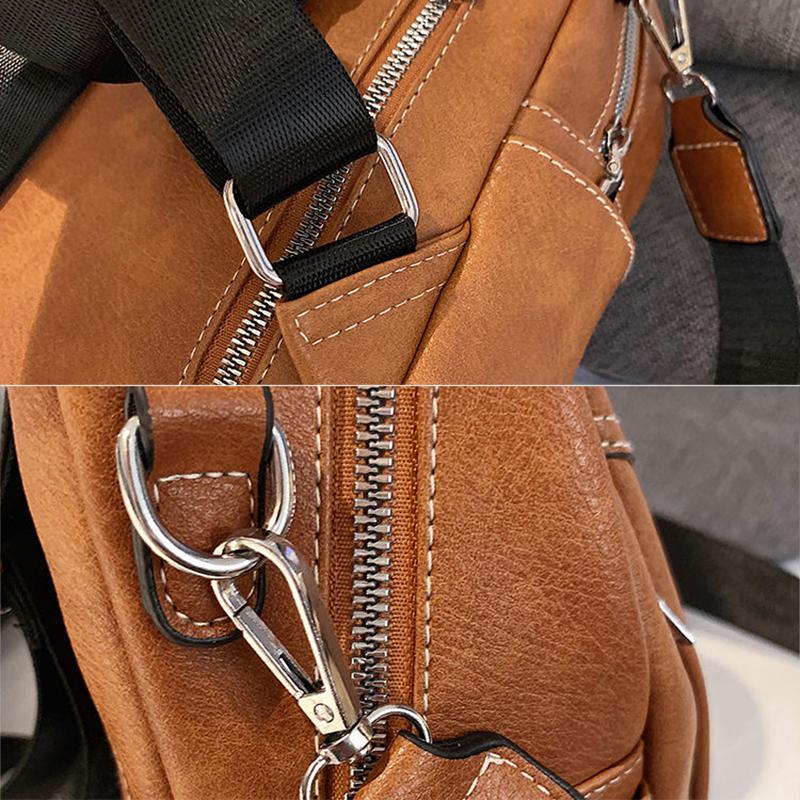 Women's Backpack Soft PU Leather Casual Multilayer Large Capacity College High Quality Shopping Travel School Satchel