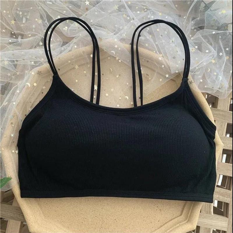 Cross Style Beautiful Back Suspender Vest Gathered Wrap Chest Rag Top Backing Anti Light Hand Holding Girl's Solid Color Bra