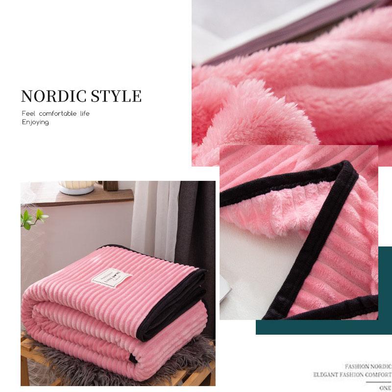 Winter Thick Coral Fleece Blanket Simple Style Warm Blanket Household Blanket Twin Queen King