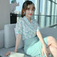 Chiffon Shirt Floral Short-sleeved Suit Female Sweet Temperament Thin Fishtail Skirt Two-piece Retro Style Skirt Chiffon Fishtail Skirt