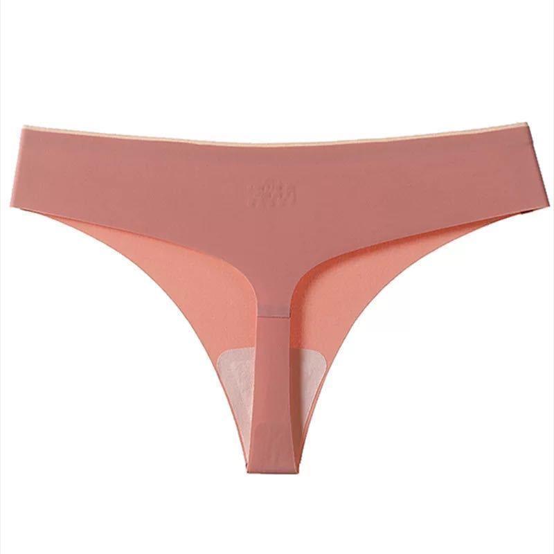 Women's Seamless Panties Thong Mid-waist Antibacterial One Piece Invisible Ultra-thin T Pants Women