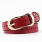 Hollow leather belt ladies leather thin belt fashion hipster students solid color belt