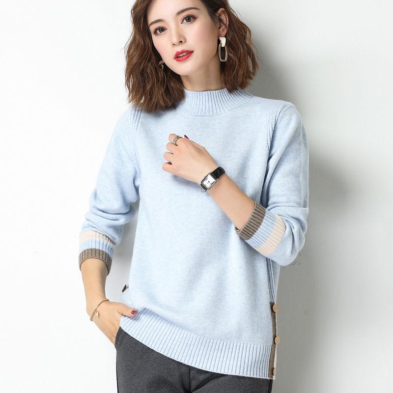 Half-Turtleneck Knitted Sweaters Women Long Sleeve Soft Sweater Pullovers Solid Bottoming-shirt