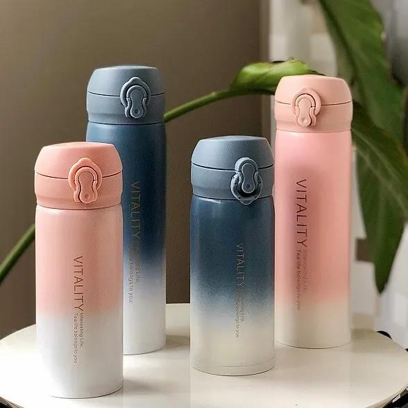 Stainless Steel Large-capacity Vacuum Flask for Male and Female Students Korean Version of Simple and Cute Water Cup High-value Portable Cup