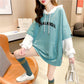 Mid-length Sweater Winter Fashion Letter Printing Solid Color Middle School Student Women's Jacket