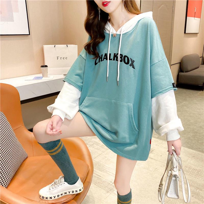 Mid-length Sweater Winter Fashion Letter Printing Solid Color Middle School Student Women's Jacket