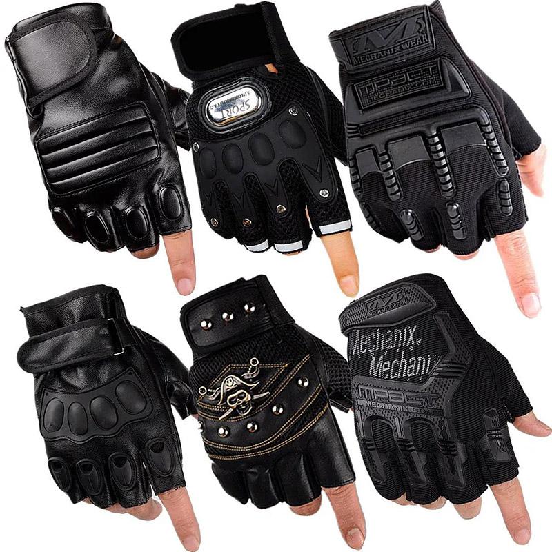 Men's Half-finger Gloves Cycling Sports Fitness Outdoor Training Tactics Army Fan Driving Fingerless Half-Leather Gloves