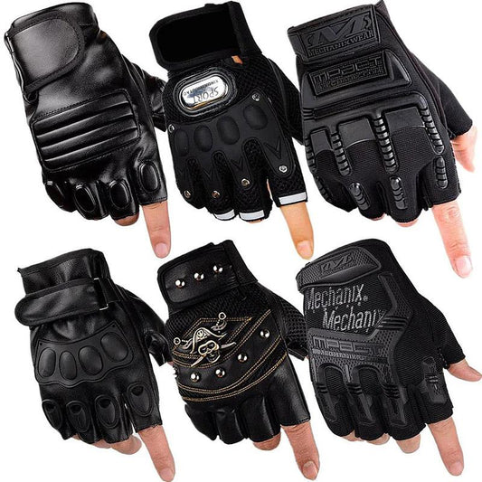 Men's Half-finger Gloves Cycling Sports Fitness Outdoor Training Tactics Army Fan Driving Fingerless Half-Leather Gloves