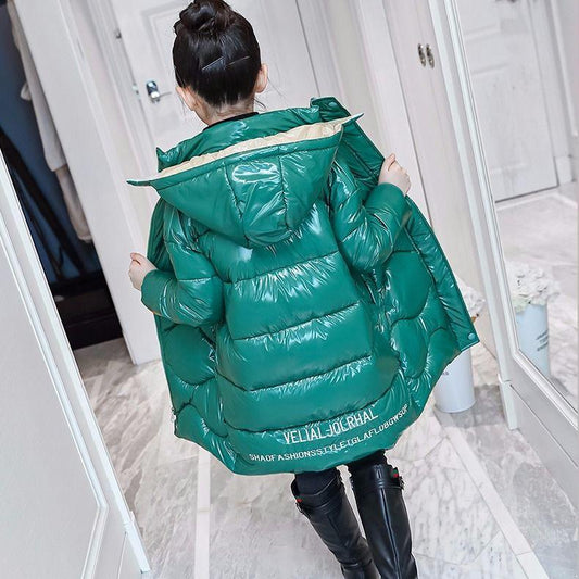 Girls Down Padded Jacket Fashion Cute Girl Padded Jacket Big Children Mid-length Padded Jacket