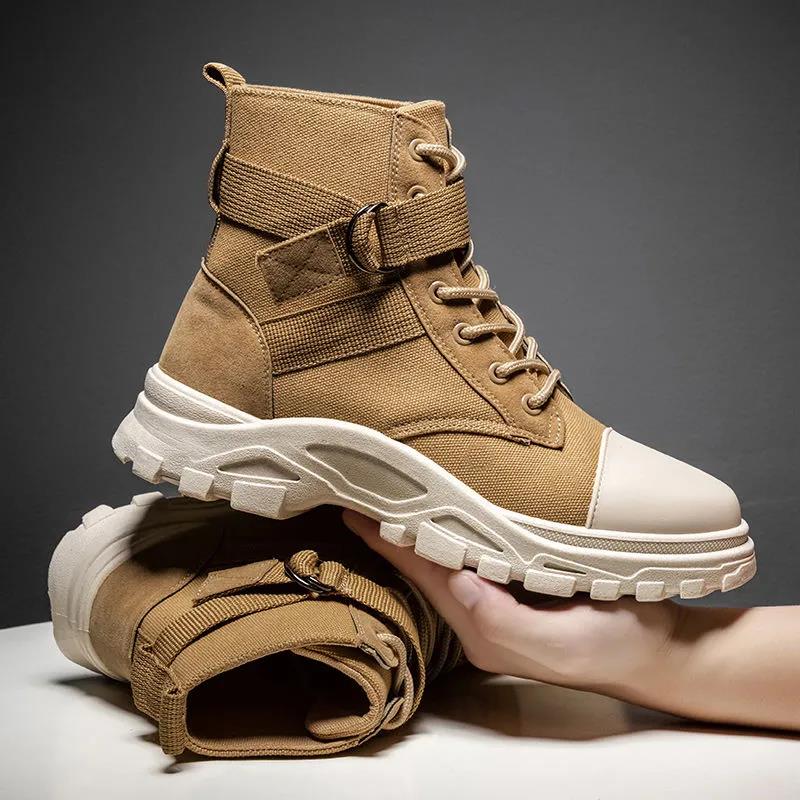 Fall Men's High Top Martin Boots Korean Style Trendy Locomotive Casual Shoes Student Canvas Shoes