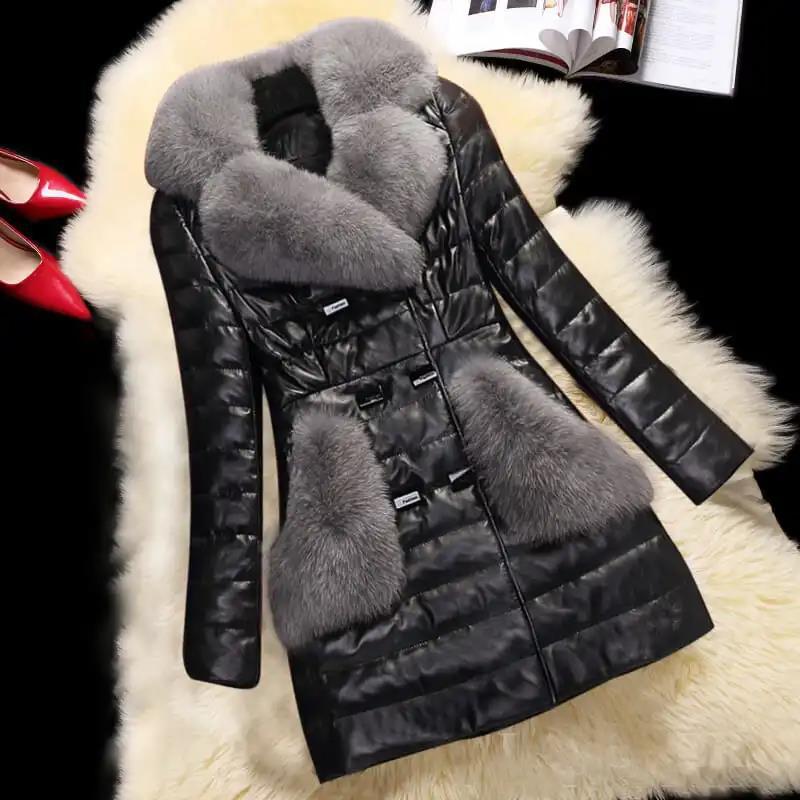 Women's Winter Korean Loose Quilted Coat Warm Stand-collar Down Jacket Women's Glossy Mid-length Down Jacket