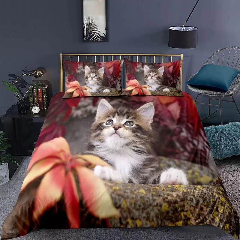 Cartoon Cat Bed Set Pills Set Three Sets of Home Bedding To Increase The Size