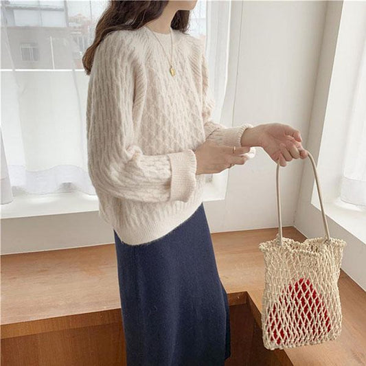 Autumn and Winter Hedging Loose and Versatile Short Outer Wear Lazy Wind Top Knit Sweater