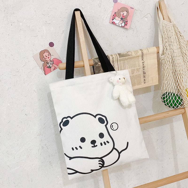 Bag Female Cute Girl Heart Large Capacity Wild Korean Student One-shoulder Portable Canvas Bag