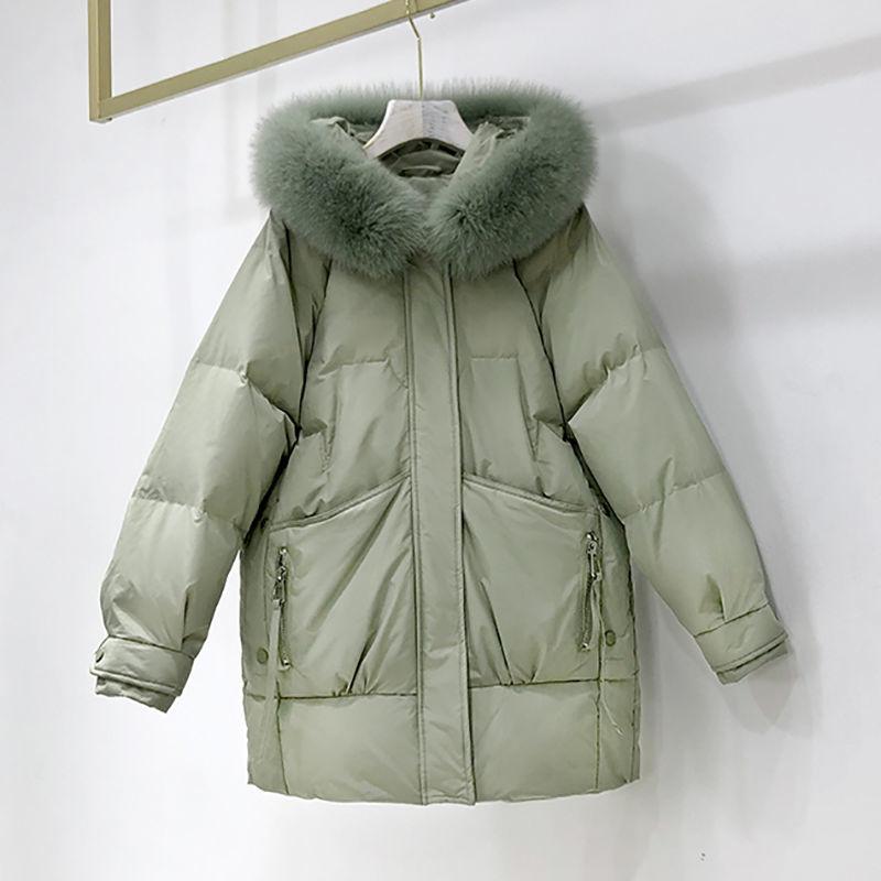 Women's Cotton-padded Jacket Korean Version of The Big Fur Collar Mid-length Coat Thick Top Ins Pie To Overcome Oversize Bread Jacket