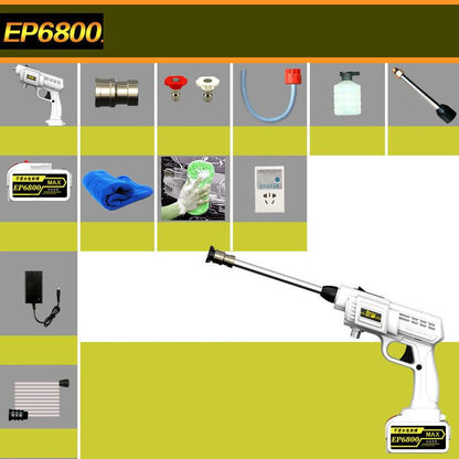 128VF Automatic High Pressure Water Gun Set Lithium Battery Wireless Car Washer Portable Cleaning Tool 10800mAh