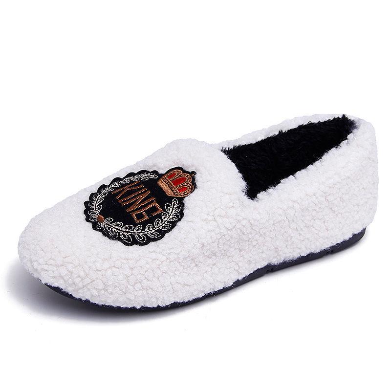 Warm Cotton Slippers Ladies Indoor Thick-soled Non-slip Warm-keeping Bag-heeled Cotton Shoes Soft Bottom Hairy Confinement Peas Shoes