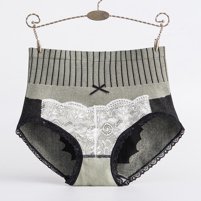 5Pcs/Set Women's Breathable Skin-friendly Lace Panties Soft Seamless Underpants Elastic High-waist Comfortable Cotton Crotch Briefs