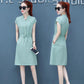 Women's Dress with Waist and Thin Temperament Simple and Casual A-line Skirt Women's Mid-length Temperament and Waist Dress