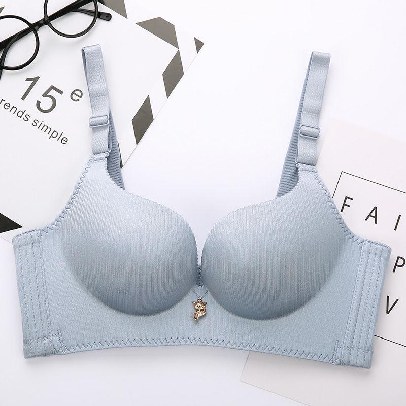 Women Rimless Gathered Bras Women Plus Size Push Up Underwear Bras Solid Adjusted Brassieres