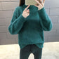 Mohair Half Turtleneck Sweater Short Loose Knit Top Fashion Casual Solid Color Sweater